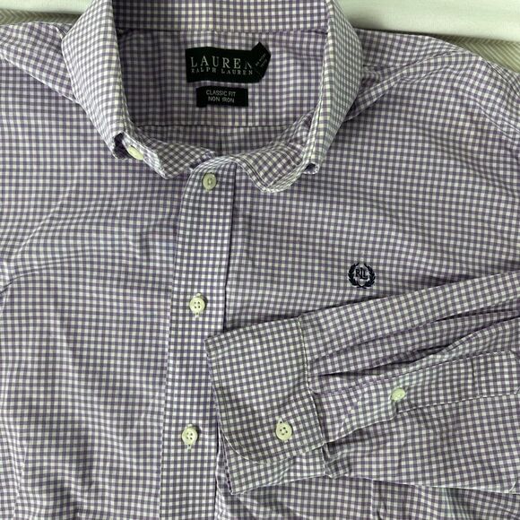 Lauren Ralph Lauren Other - Ralph Lauren LRL Men's 17 32/33‎ Button Down Shirt Purple Gingham Check L/S